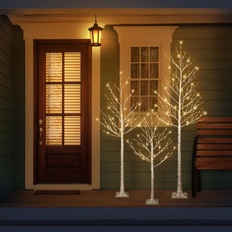 Puleo International 6 ft. Pre-Lit White Artificial Twig Tree
