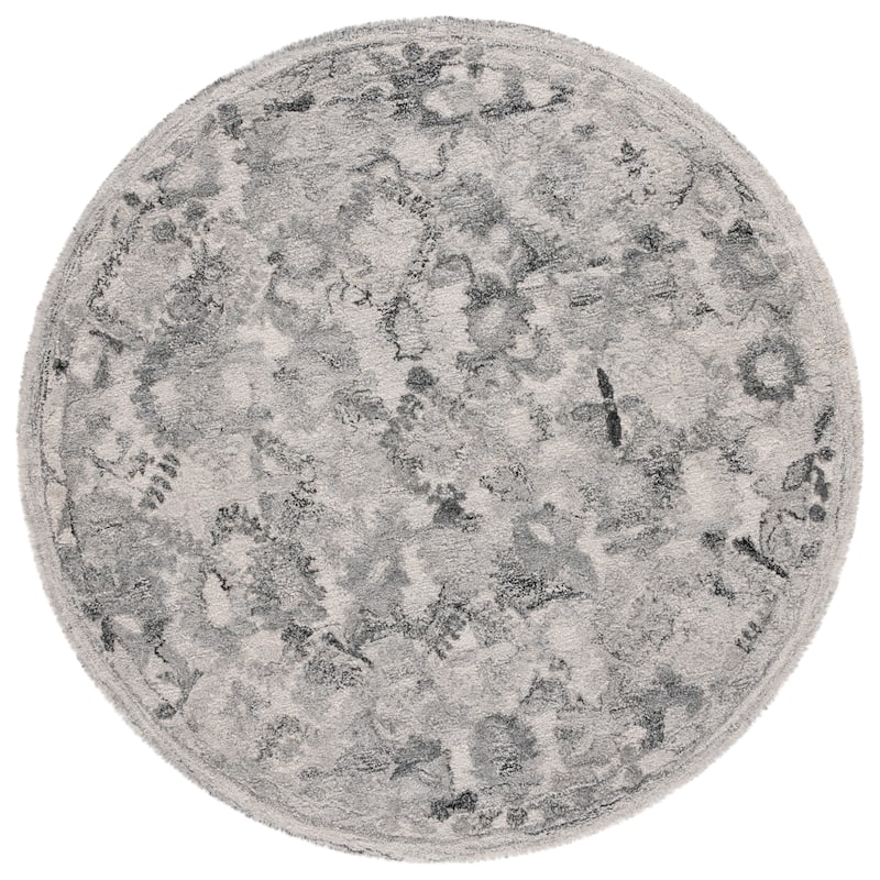 SAFAVIEH Handmade Marquee Lazarina Rug - 6' Round - Light Grey/Charcoal