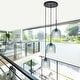 preview thumbnail 4 of 12, 3 Light Black Cluster Pendant Blue Textured Glass Adjustable Modern - 3-Lights