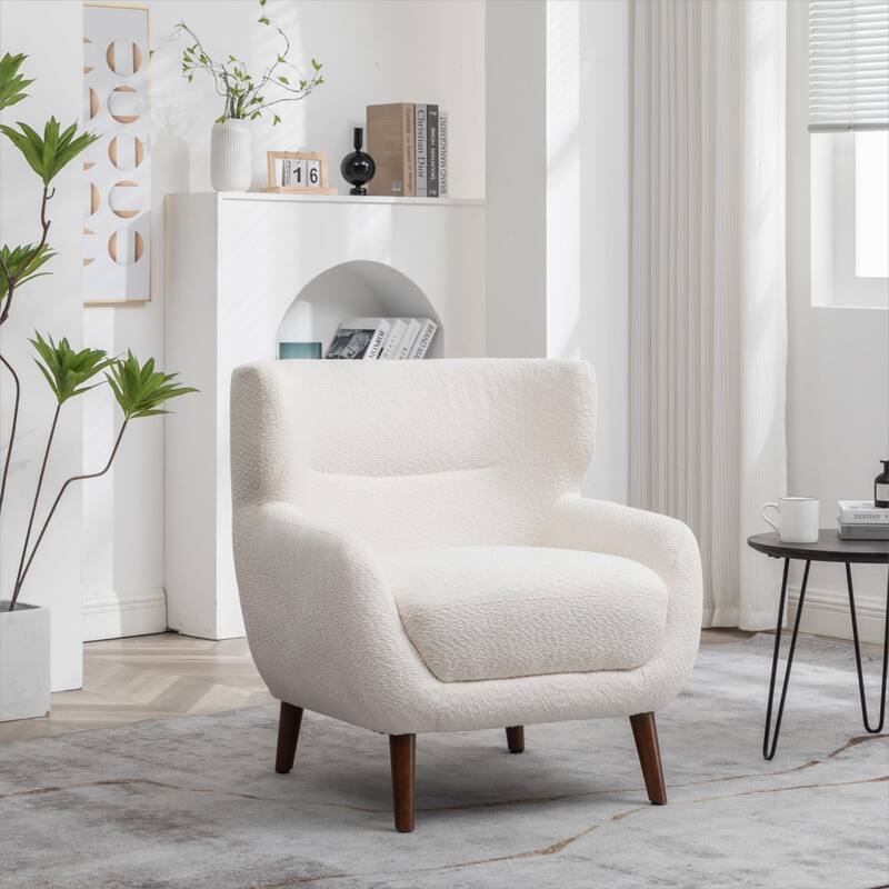 XINMICS Tufted Accent Chair, Wingback Upholstered Armchair for Living Room, Bedroom, Set of 1