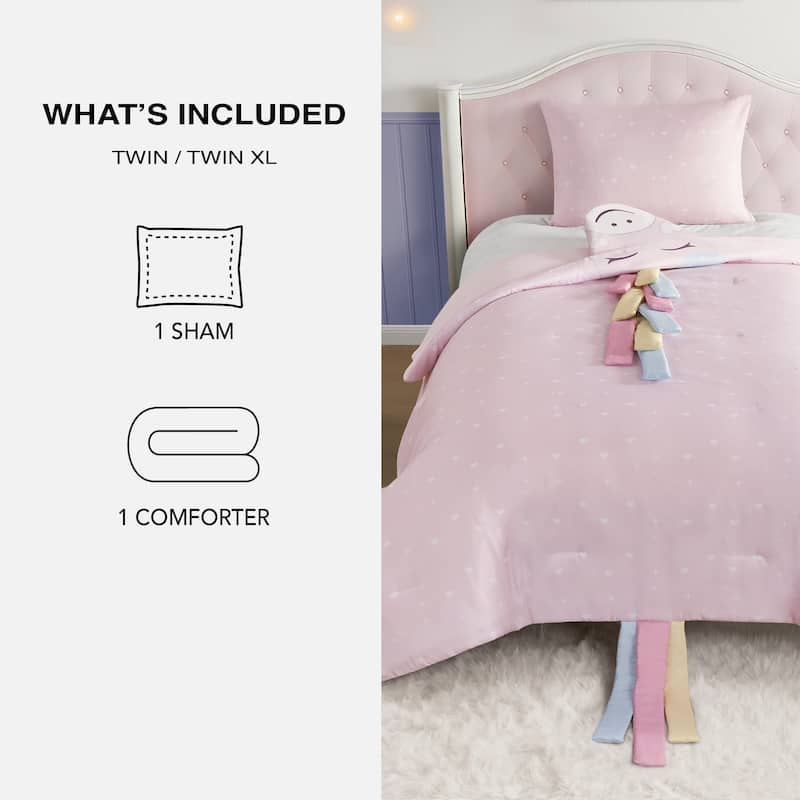 3D Animal Juvenile Comforter Set - Twin - Pink