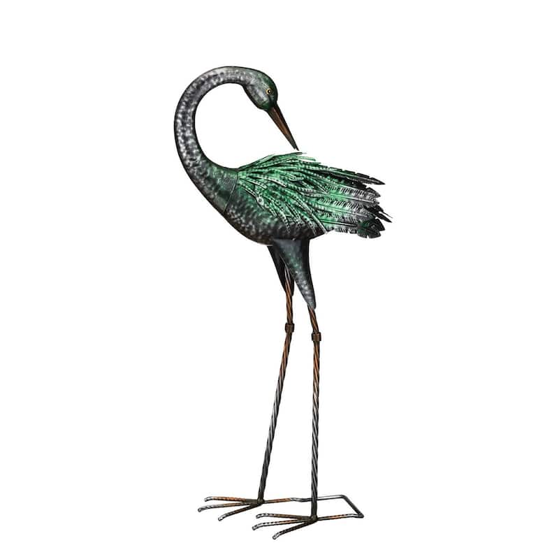 Iridiscent Crane Decor - Preening - 13"x7.5"x28"