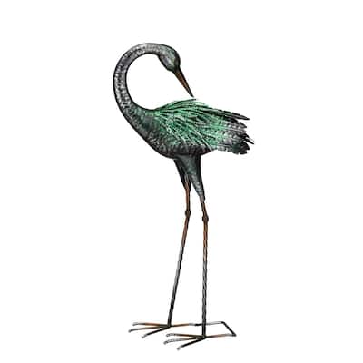 Iridiscent Crane Decor - Preening - 13"x7.5"x28"