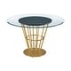 preview thumbnail 16 of 28, Veronica 48 inch Glass and Walnut Wood Round Dining Table with Metal Base