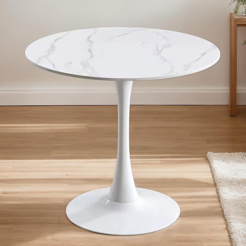 24 Inch Modern Round Dining Table, MDF Top and Steel Base Tulip Round Kitchen Table, Coffee Table, Oval Dining Table