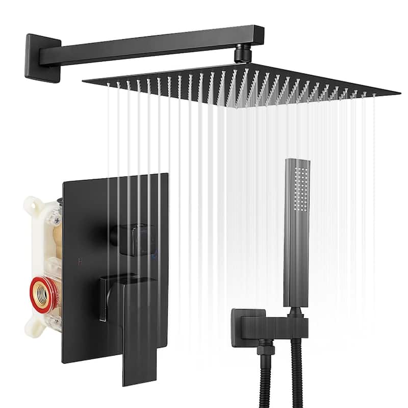 16 Inch Wall Mounted Shower Faucet With Handheld Shower Modern Shower System With Rain Shower Head With Pressure Balance Valve
