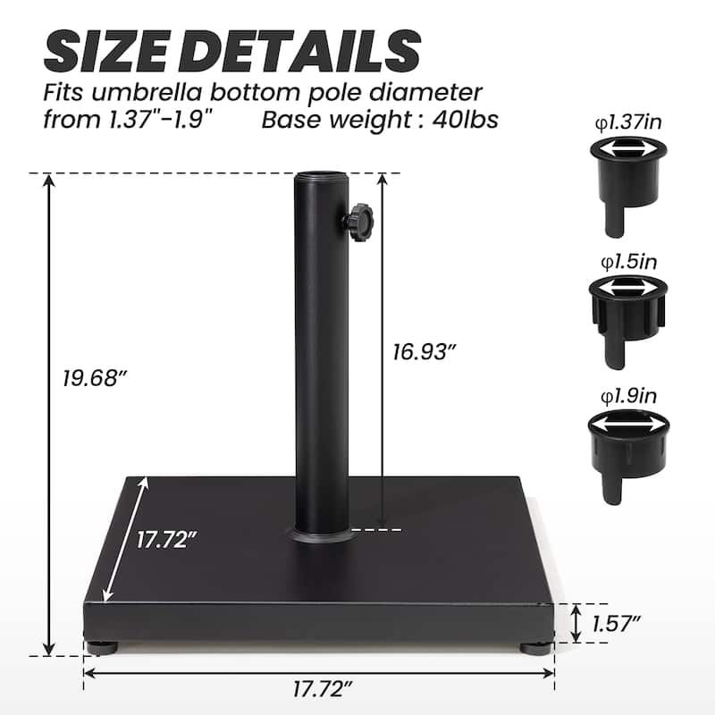 Patio Outdoor Market Umbrella Holder Base 40/55 Pound Square Stand for Pole Umbrella