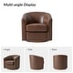 preview thumbnail 38 of 49, HULALA HOME Althea Modern Genuine Leather Swivel Barrel Chair with Solid Wood Base