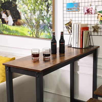 Mieres Industrial 3 Piece Counter Height Dining Set, Bar Table Set