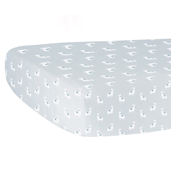 slide 2 of 3, Hello Spud Fitted Crib Sheet Llama Gray Ground - 52"x 28" x 9" Gray