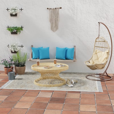 Sunbrella 16" x 16" Blue Solid Outdoor Throw Pillow - Set of 2 - 16'' L x 16'' W x 4'' H