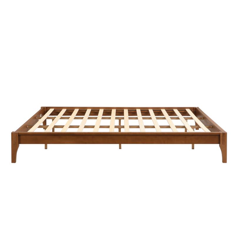 Solid Dry Bamboo Wood Platform Bed Frame, with Wood Slat Support