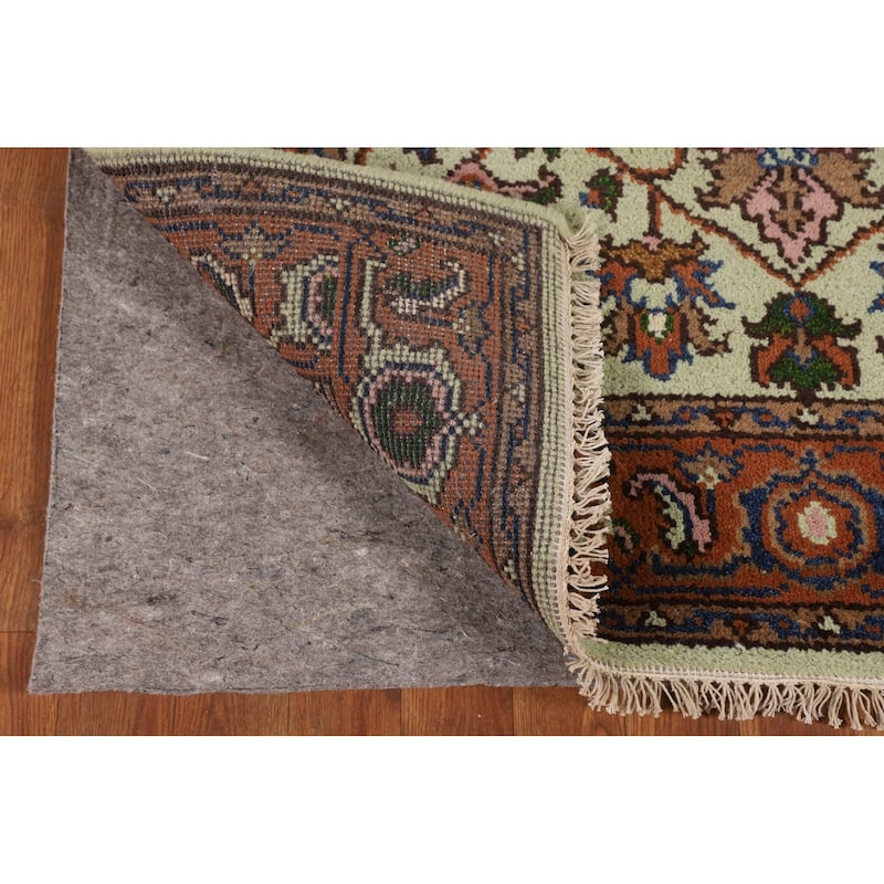 Light Green Heriz Serapi Indian Accent Rug Handmade Wool Carpet - 3'10" X 6'3"