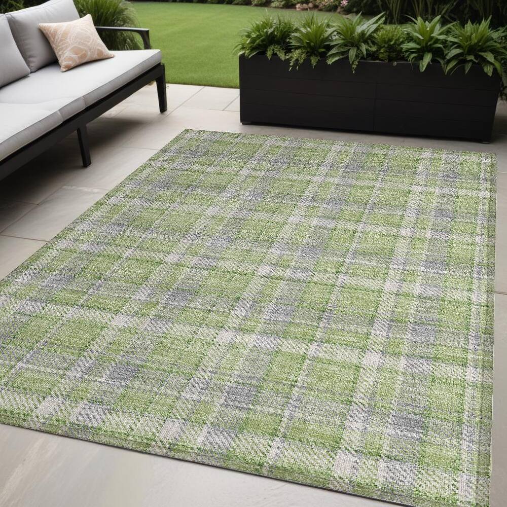 Alrilo Plaid Weather Resistant Versatile Elegance Runner Outdoor Rug