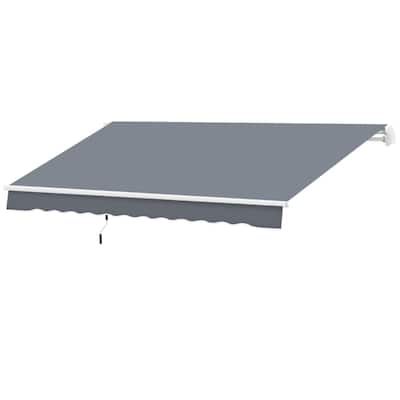 Dark Grey Aluminum Steel Polyester Retractable Patio Awning UV Rain - 116.25" W x 96.5" D