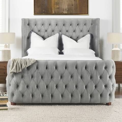 Brooklyn Shelter Bedframe with Curved Tufted Headboard and Footboard