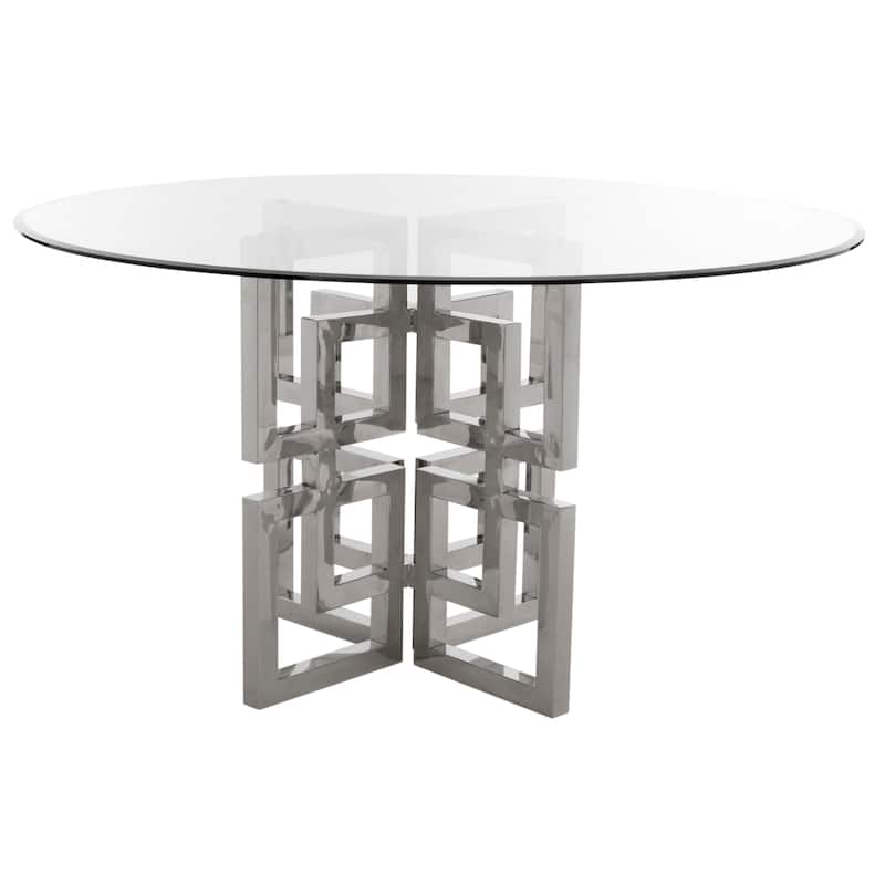 SAFAVIEH Couture Harlan 54-inch Glass Top Round Dining Table - 54"W x 54"D x 30"H