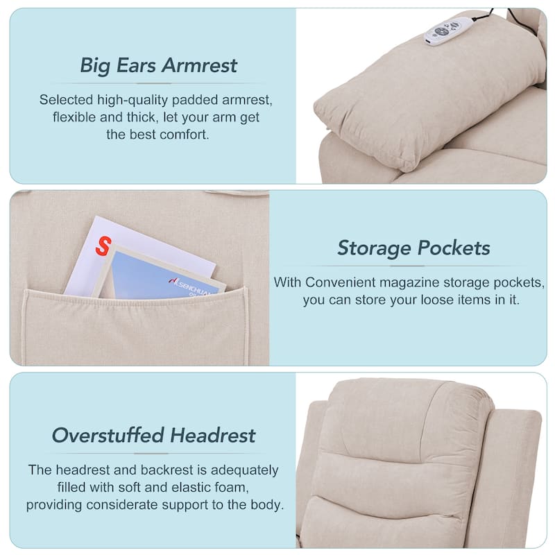 Massage Recliner Chair for Seniors-Power Lift,Adjustable Massage,Heating Features,Infinite Position Reclining,and Side Pocket