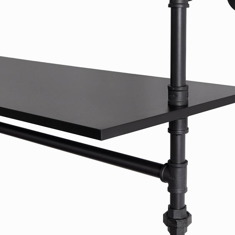 GDF Studio - Carrington Industrial Pipe Clothing Rack with LED Lights, Shelves & Hanging Rods