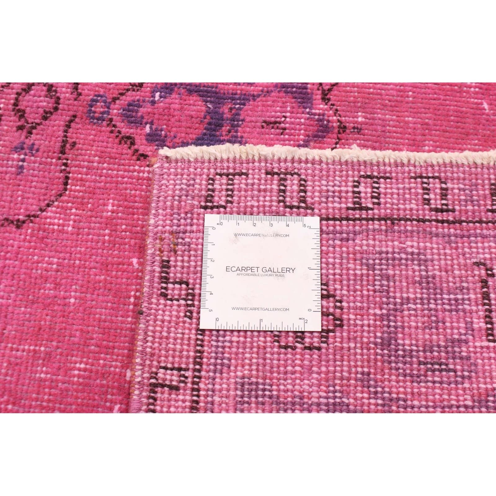 ECARPETGALLERY Handknotted Color Transition Dark Pink Wool Rug 3'8 x