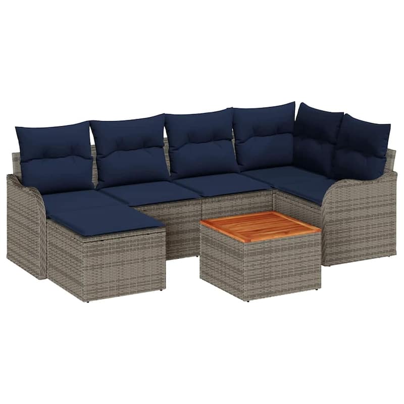 vidaXL 7 Piece Garden Sofa Set with Cushions - 91.5×48.2×27.2