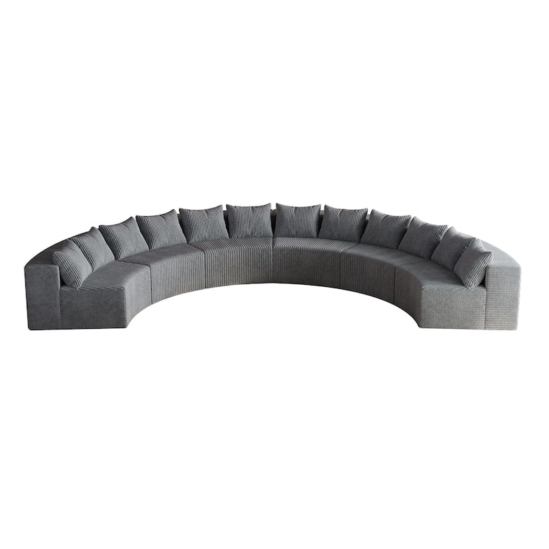 Oversize Curved Corduroy Sectional Sofa 181" Symmetrical Modular Couch - Grey
