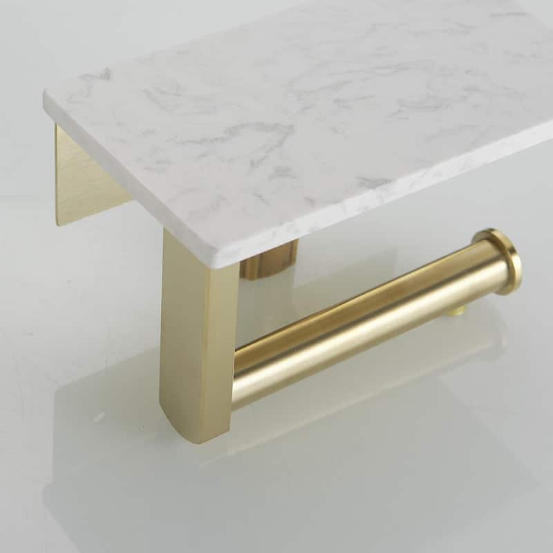 Toilet Paper Holder with Marble Shelf