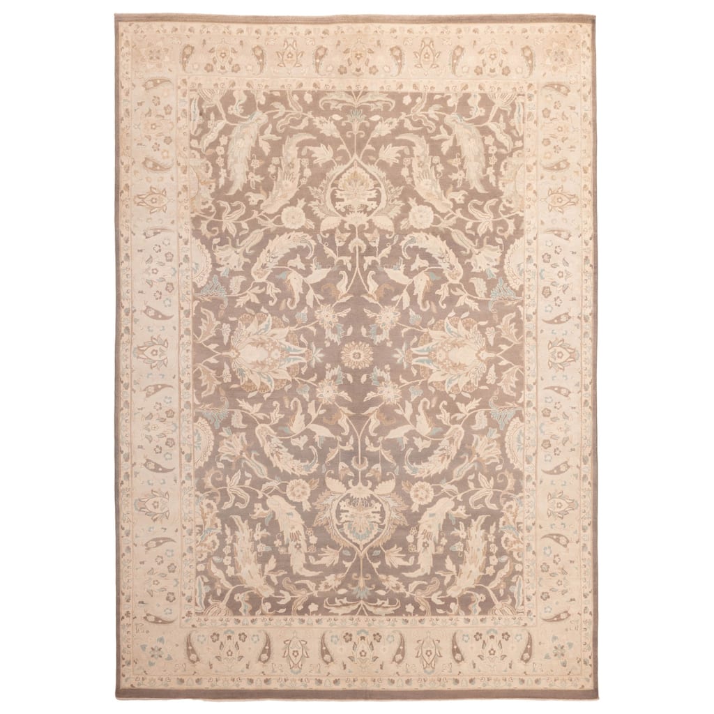 ECARPETGALLERY Hand-knotted Peshawar Oushak Brown Wool Rug - 8'11 x 12'6