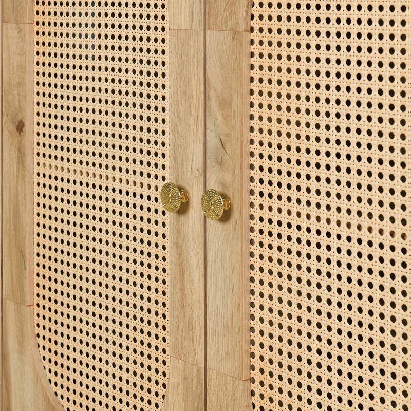 Oval Rattan Doors Sideboard with Adjustable Shelves
