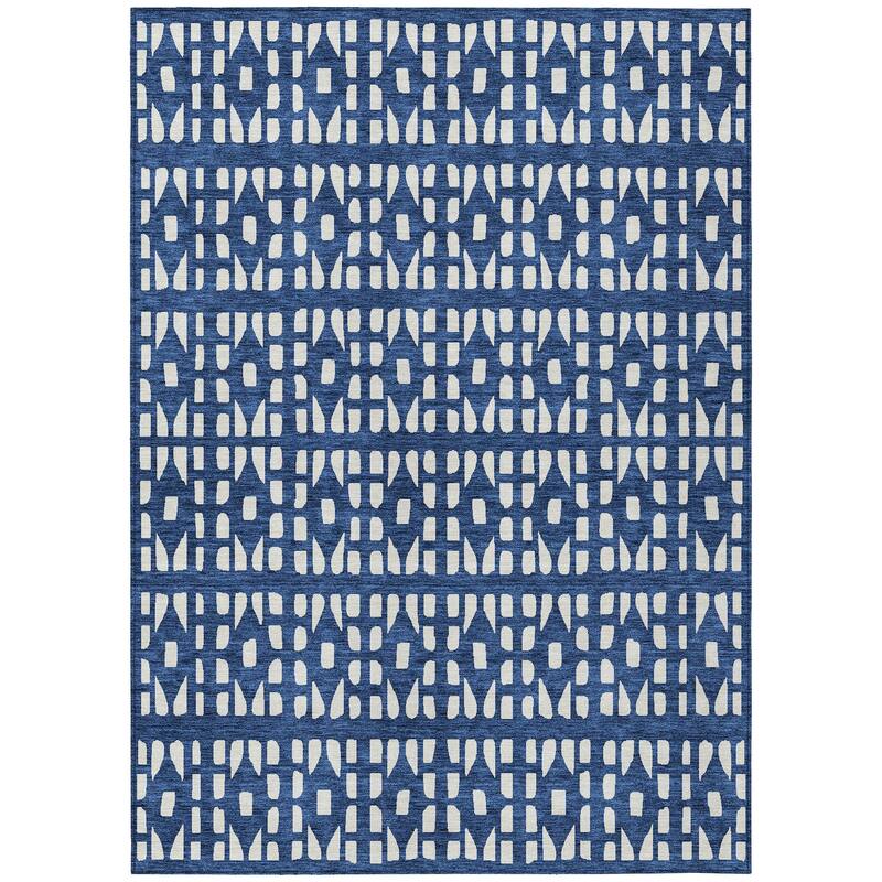 Machine Washable Indoor/ Outdoor Contemporary Imprints Chantille Rug