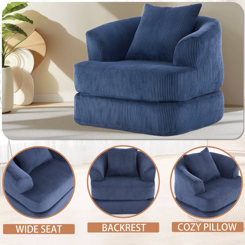 Oversized Upholstered Convertible Accent Barrel Chair