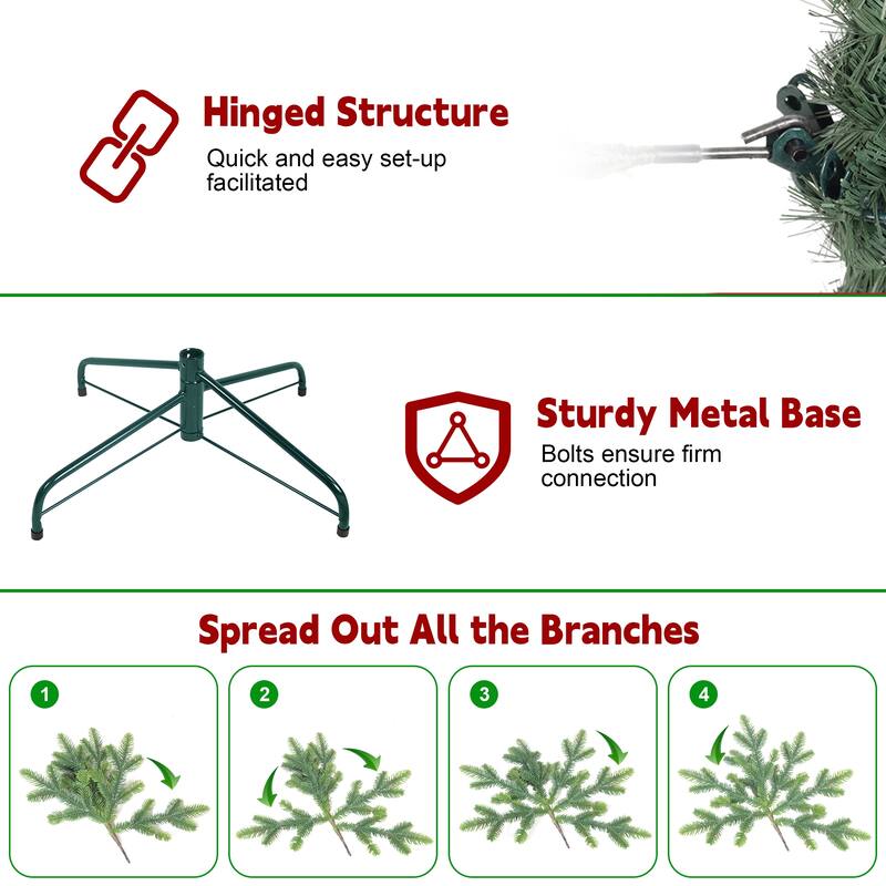 7FT Green Pencil Christmas Tree - Slim PVC Tree with 469 Tips, Space-Saving Design, Stable Metal Stand