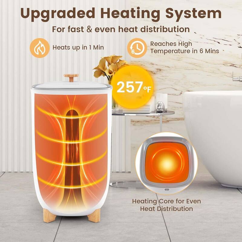 40L Large Towel Warmer Bucket Hot Towel Bucket for Bathroom Spa - White