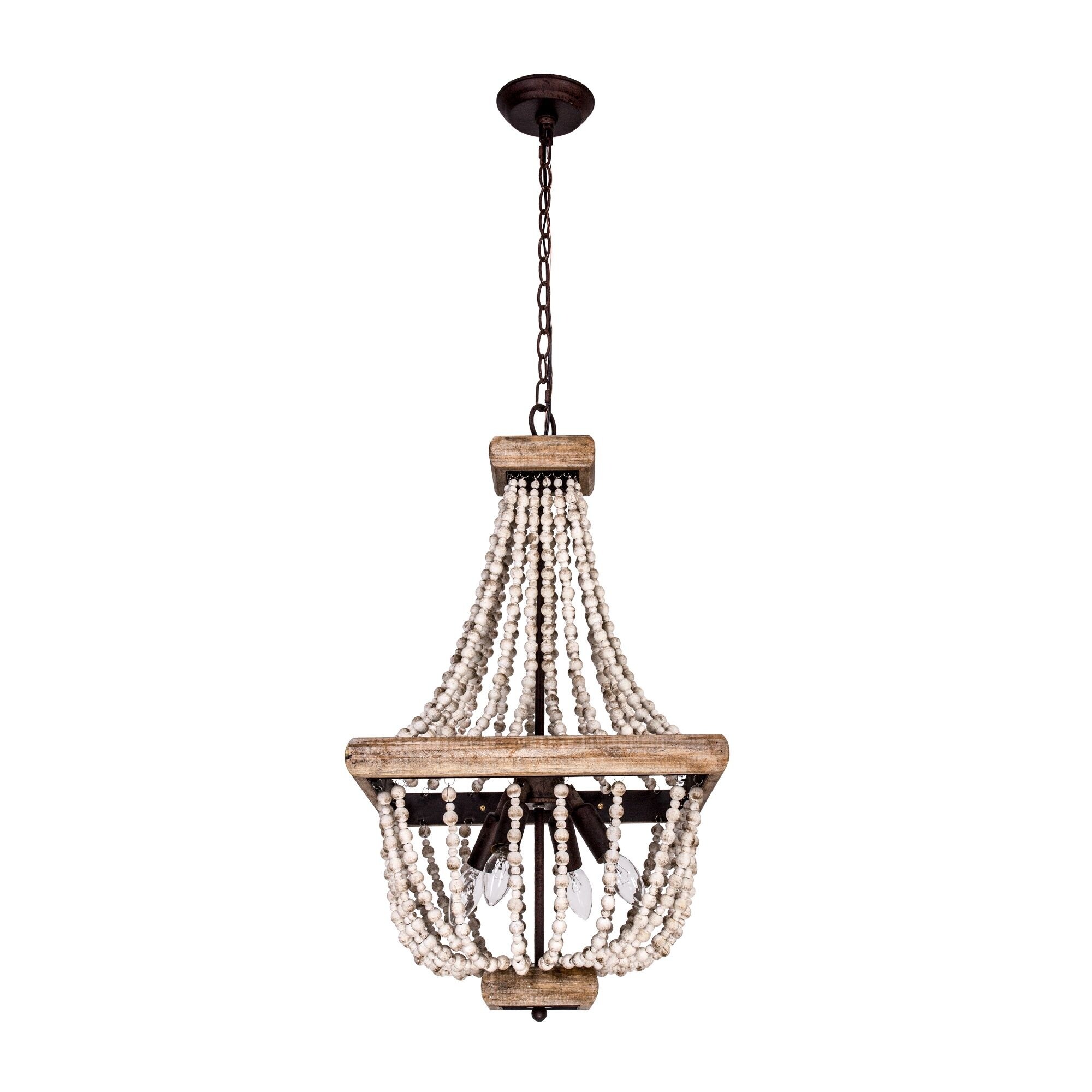 Farmhouse Wood Beaded Basket 4 Light Empire Chandelier Overstock 28739340
