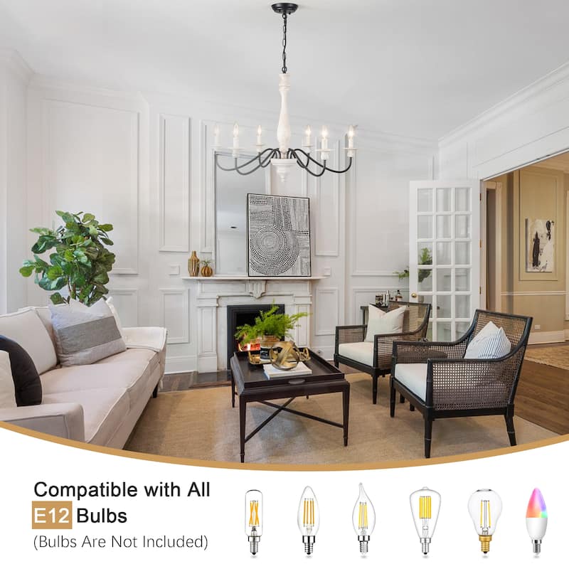 6-Light Candlestick Hanging Ceiling Light Fixture Linear Chandelier Lighting for Kitchen Island