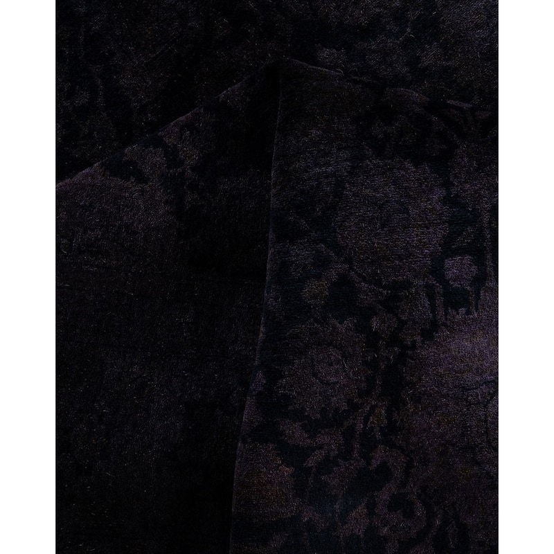 Fine Vibrance One-of-a-Kind Hand-Knotted Area Rug - Black, 6' 1" x 9' 3" - 6' 1" x 9' 3"
