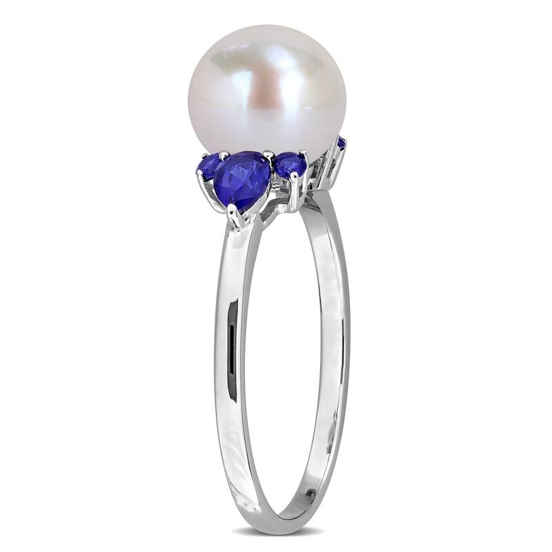 Miadora Cultured Freshwater Pearl and Gemstone Ring White or Yellow 14k Gold