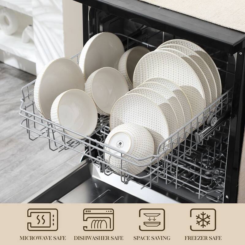 MALACASA LYDIA Embossed Stoneware 16-Piece Dinnerware Set