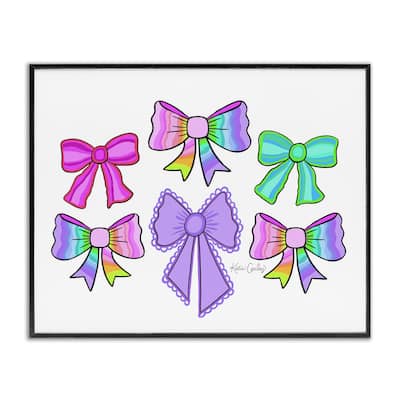 Stupell Playful Bowtastic Ribbons Framed Giclee Art Design By Katie Conley