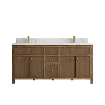 Willow Collections 72 in. W x 22 in. D Sonoma Teak Double Sink Bathroom Vanity with Countertop