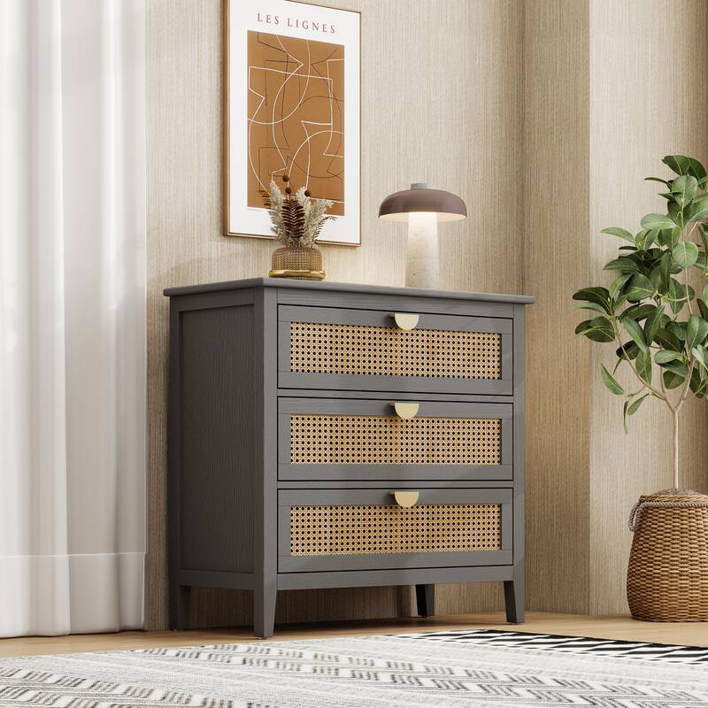 3 Drawer Cabinet,Natural rattan