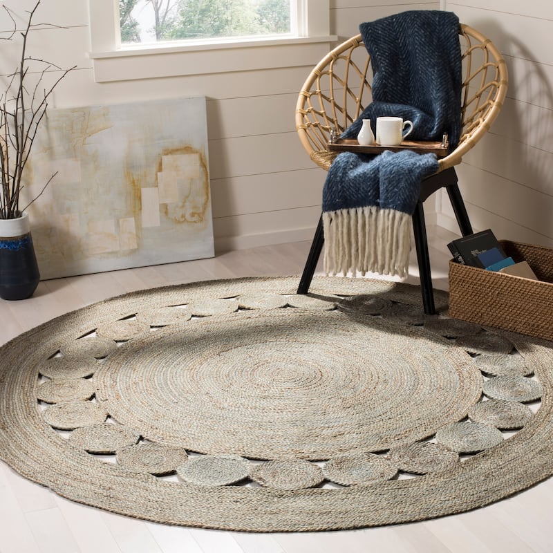SAFAVIEH Handmade Natural Fiber April Jute Rug - 8' Round - Grey