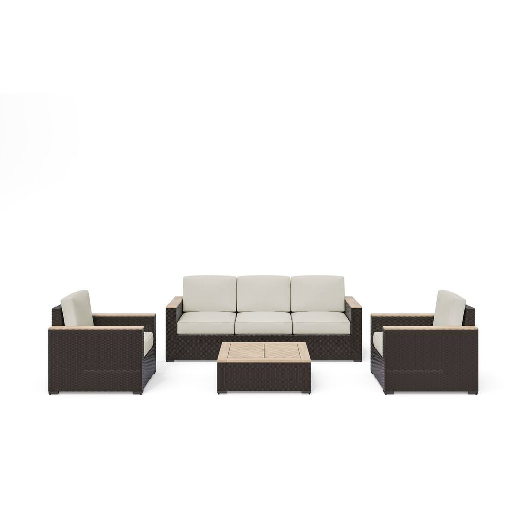 Homestyles Palm Springs Brown Rattan Outdoor Sofa Set