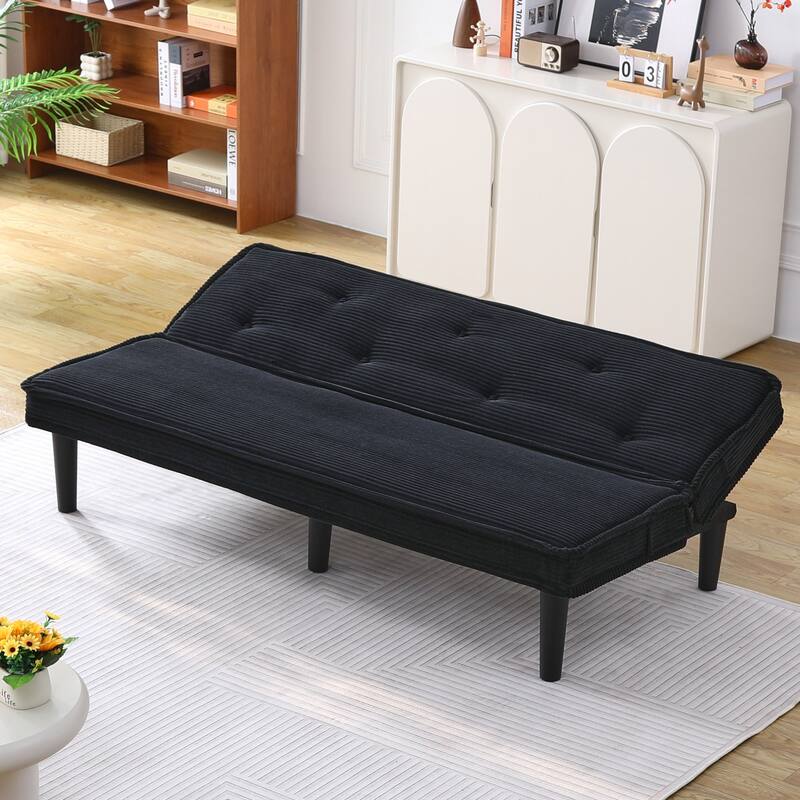 This 66-inch corduroy sofa bed can switch between the two comfortable forms