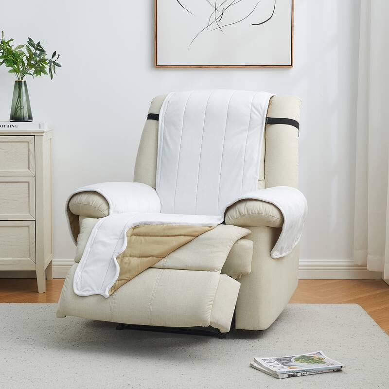 Velvet Recliner Cover Pet Furniture Protector - White