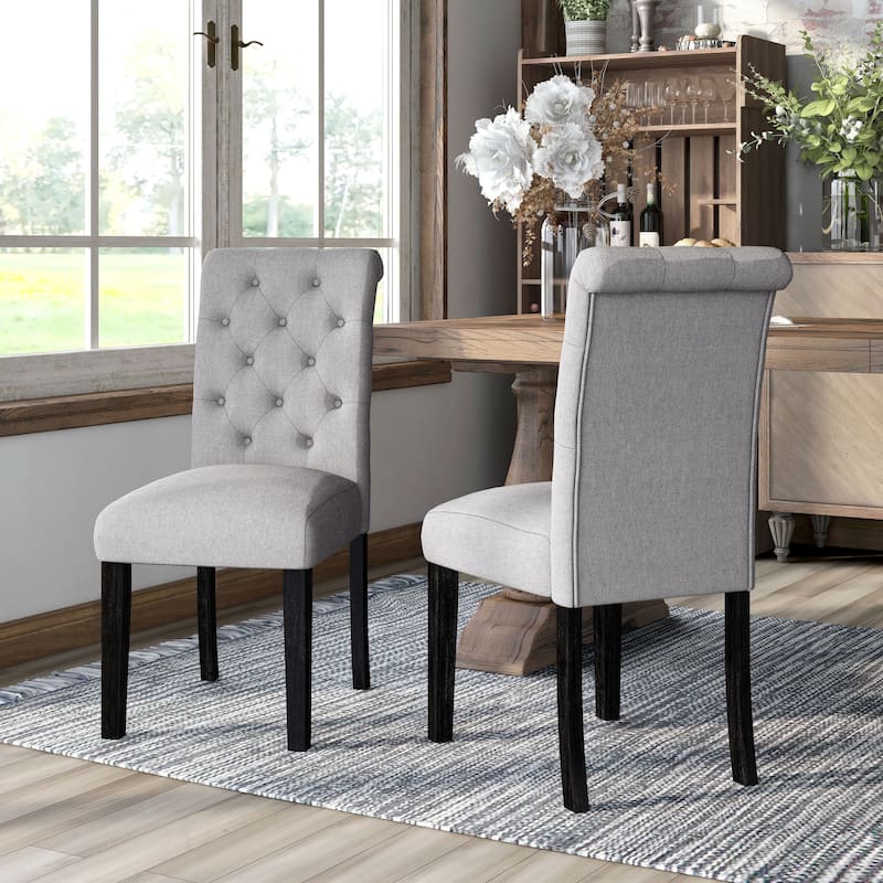 Copper Grove Chalwa Tufted Linen Fabric Dining Chairs (Set of 2)