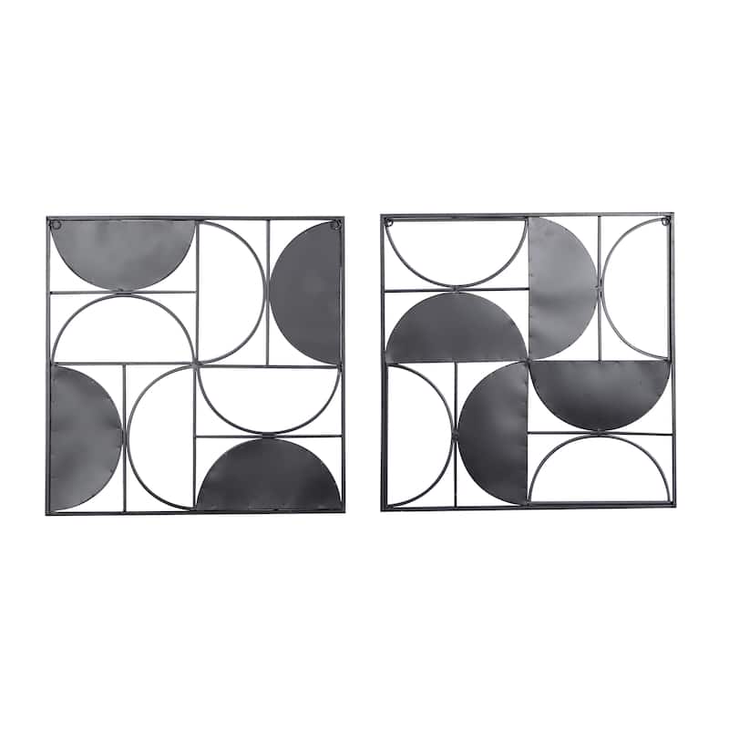 Metal Geometric Carved Designs Home Wall Decor - Set of 2 Brown - Roche River Decor