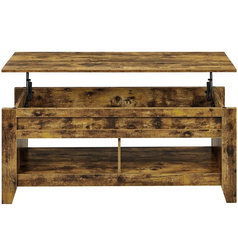 Yaheetech Rectangular Lift-Top Coffee Table with 2 Open Shelves,47.5"