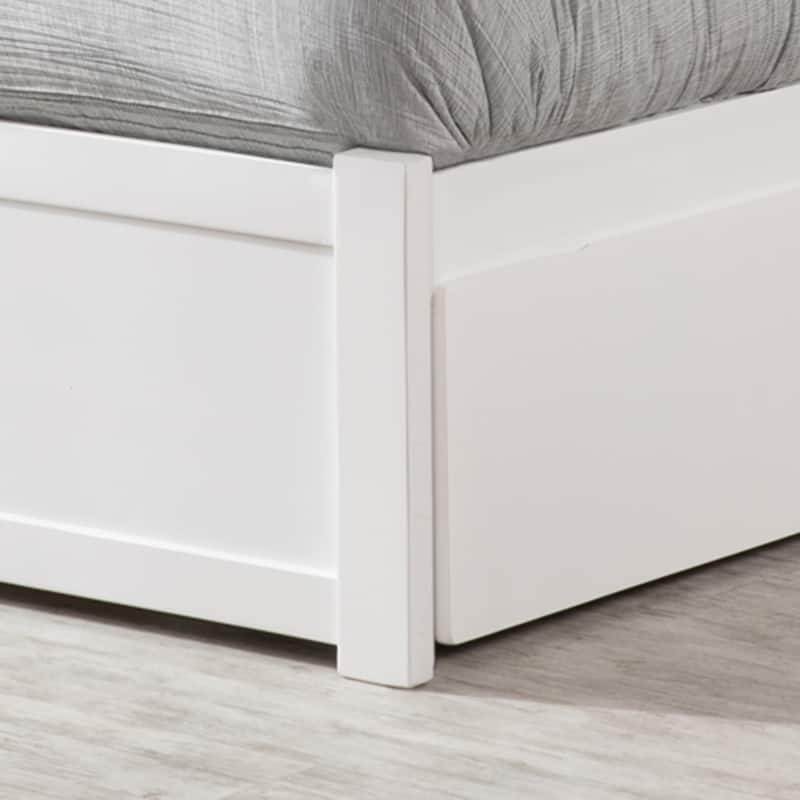 Nantucket Full Solid Wood Platform Bed with Footboard & 2 Storage Drawers in White