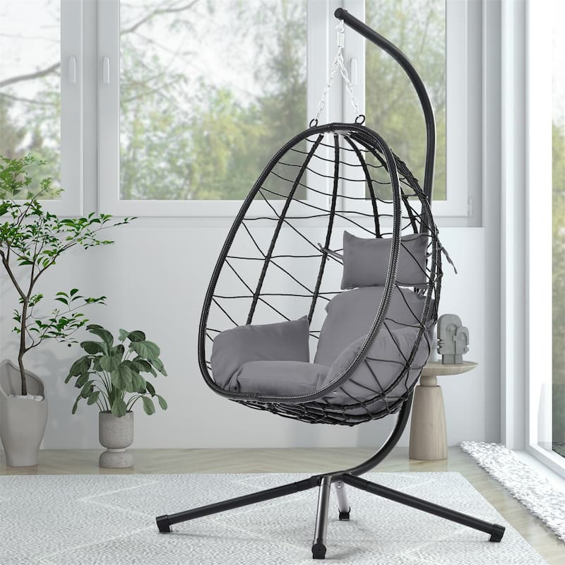 Egg Hanging Basket Chair with Stand for Bedroom Balcony